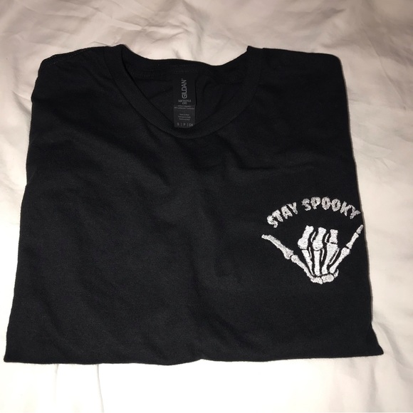 Tops - Halloween stay spooky tshirt | skeleton rock hand tshirt | stay spooky unisex